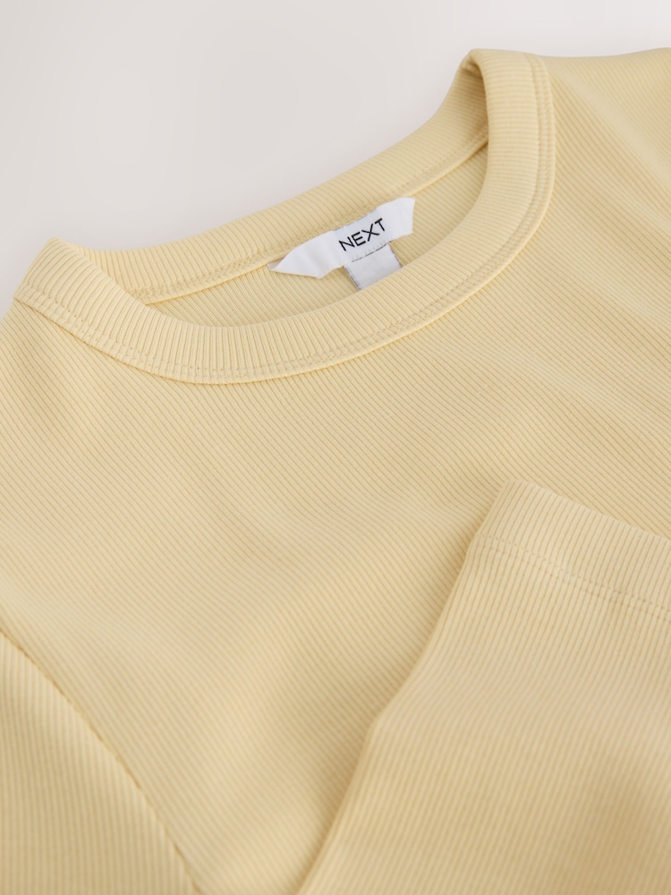Yellow Long Sleeve Ribbed Crew Neck Top - Image 3 of 3 Yellow Long Sleeve Ribbed Crew Neck Top - Image 3 of 3