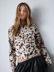 鹿狀印花 - Cinch Waist Long Sleeve Top - 圖片 1，共 5