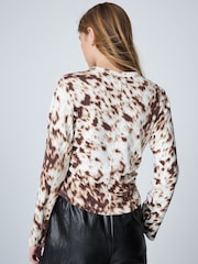 鹿狀印花 - Cinch Waist Long Sleeve Top - 圖片 4，共 5