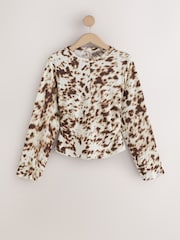 Deer Print Cinch Waist Long Sleeve Top - Image 6 of 8