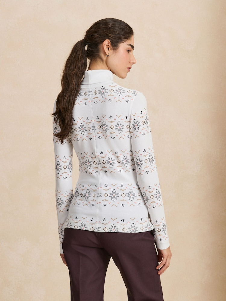 Ecru Fairisle Roll Neck Long Sleeve Top - Image 2 of 5 Ecru Fairisle Roll Neck Long Sleeve Top - Image 2 of 5