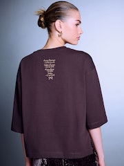 Chocolate Brown Espresso Martini Beaded Short Sleeve T-Shirt - Image 4 of 6
