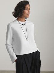 화이트 - Cropped Boxy Long Sleeve Heavyweight T-Shirt - 5의 이미지 1