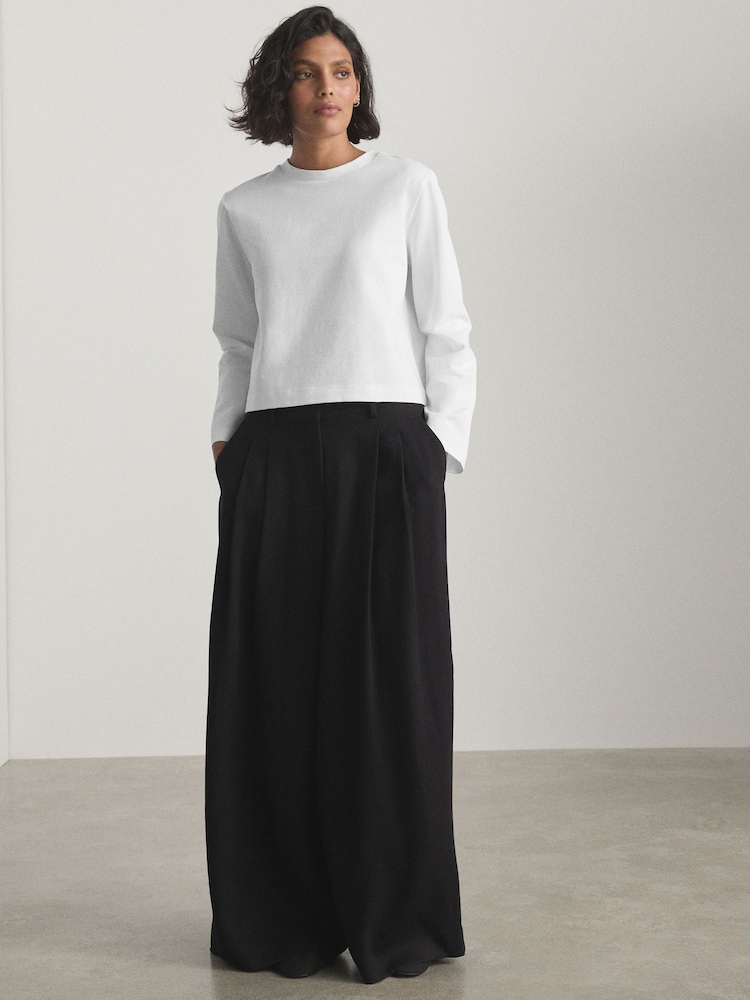화이트 - Cropped Boxy Long Sleeve Heavyweight T-Shirt - 5의 이미지 2