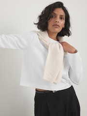 화이트 - Cropped Boxy Long Sleeve Heavyweight T-Shirt - 5의 이미지 3