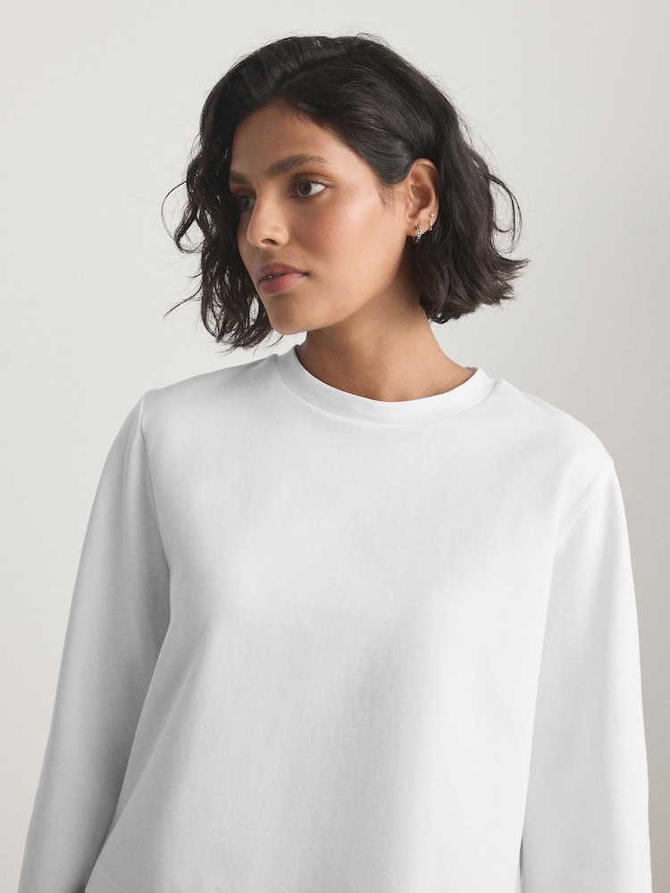 화이트 - Cropped Boxy Long Sleeve Heavyweight T-Shirt - 5의 이미지 5