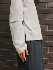 Grey Relaxed Fit Layered Long Sleeve T-Shirt - Image 4 of 4
