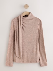 Bež - Scarf Neck Long Sleeve Top - Slika 1 iz 3
