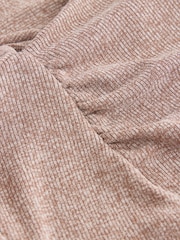 Bež - Scarf Neck Long Sleeve Top - Slika 2 iz 3