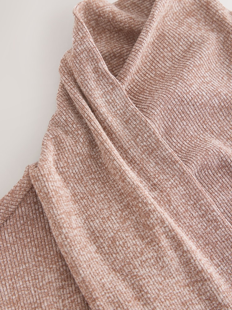 Bež - Scarf Neck Long Sleeve Top - Slika 3 iz 3