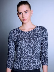 Animal Print Fitted Crew Neck Long Sleeve T-Shirt - Image 3 of 4