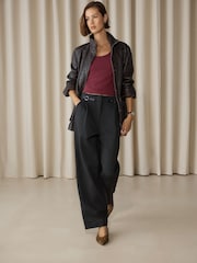 Wine Fitted Scoop Neck Long Sleeve T-Shirt - Image 4 of 8