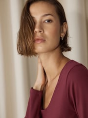 Wine Fitted Scoop Neck Long Sleeve T-Shirt - Image 5 of 8