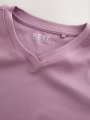 深紫色 - Long Sleeve High V-Neck T-Shirt - 圖片 2，共 3