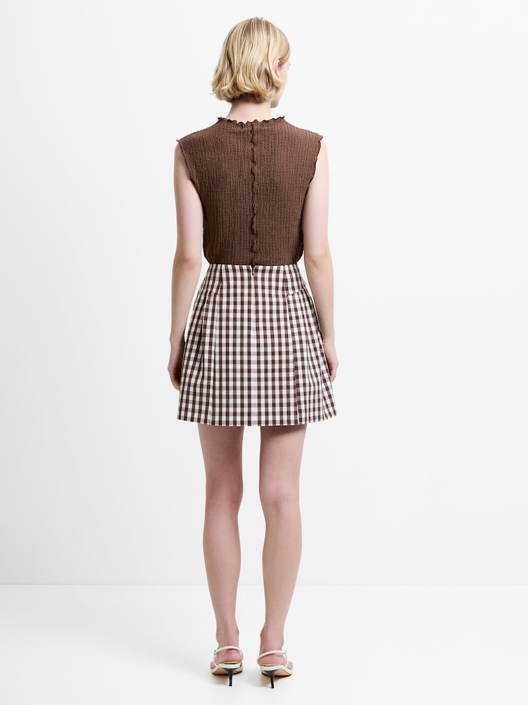 French Connection Brown Lexi Suiting Mini Skirt - Image 2 of 5 French Connection Brown Lexi Suiting Mini Skirt - Image 2 of 5