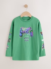 Green Gaming Relaxed Fit Graphic Long Sleeve Cotton T-Shirt (3-16yrs) - Image 1 of 5