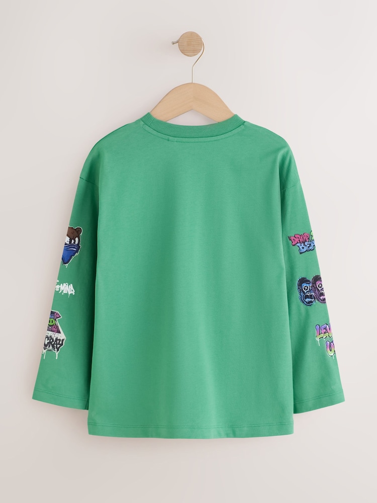 Green Gaming Relaxed Fit Graphic Long Sleeve Cotton T-Shirt (3-16yrs) - Image 2 of 5 Green Gaming Relaxed Fit Graphic Long Sleeve Cotton T-Shirt (3-16yrs) - Image 2 of 5