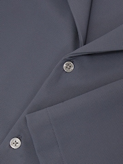 Reiss Airforce Blue River Stretch Textured Cuban-Collar Shirt - Image 6 of 6