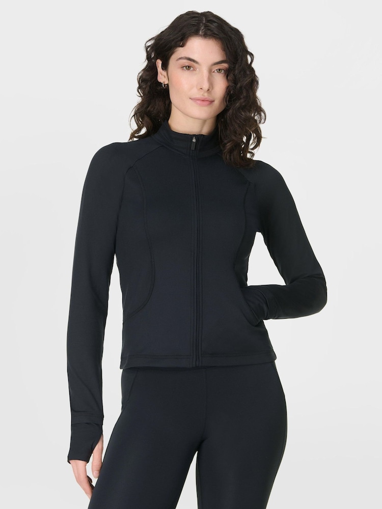 Sweaty Betty Black Black All Day Active Zip Up Sweatshirt - Image 2 of 8