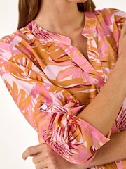 Roman Pink Abstract Print Longline Blouse - Image 5 of 5
