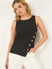 Roman Black Asymmetric Button Detail Top - Image 1 of 5
