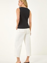 Roman Black Asymmetric Button Detail Top - Image 3 of 5