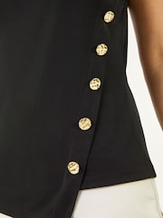 Roman Black Asymmetric Button Detail Top - Image 5 of 5