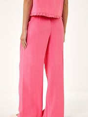 Roman Pink Pull On Linen Trousers - Image 3 of 5