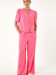 Roman Pink Pull On Linen Trousers - Image 4 of 5