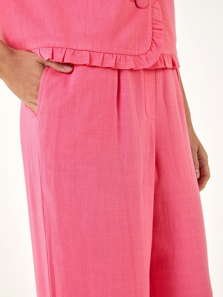 Roman Pink Pull On Linen Trousers - Image 5 of 5