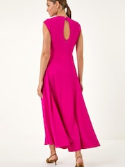 Rosa - Roman Høy hals Plissert Midi Kjole - Bilde 3 av 5