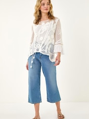 Roman White Floral Crochet Top - Image 4 of 5