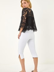 Roman Black Floral Crochet Top - Image 3 of 5