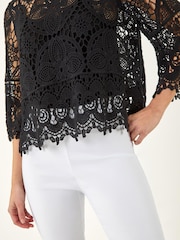 Roman Black Floral Crochet Top - Image 5 of 5
