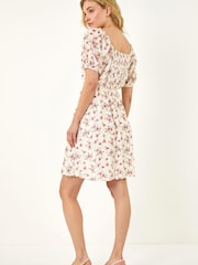 Roman White Lace Rose Print Dress - Image 2 of 5