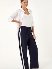 Roman Blue Tie Waist Bengaline Side Stripe Trousers - Image 2 of 5