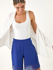 Roman Blue Laser Cut Shorts - Image 1 of 5