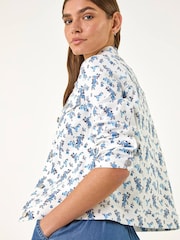 Roman White Floral Print Bengaline Denim Jacket - Image 1 of 5