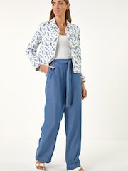 Roman White Floral Print Bengaline Denim Jacket - Image 2 of 5