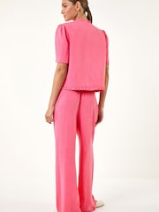 Roman Pink Frill Linen Blend Button Jacket - Image 3 of 5