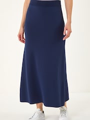 Roman Blue Knitted Midi Skirt - Image 4 of 5