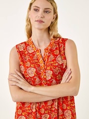 Roman Orange Floral Print Contrast Swing Dress - Image 4 of 5