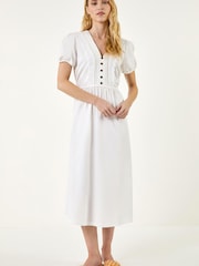 Roman White Cotton Crochet Trim Dress - Image 1 of 3