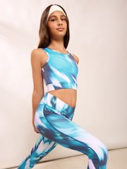 Lipsy Blue Print Sport Crop Top (5-14yrs) - Image 5 of 6