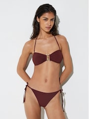 Reiss Rhubarb Red Johannah Floral-Print Halter Bandeau Bikini Top - Image 1 of 7