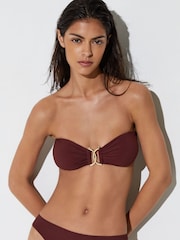 Reiss Rhubarb Red Johannah Floral-Print Halter Bandeau Bikini Top - Image 5 of 7