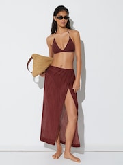 Reiss Rhubarb Red Rosa Cotton-Blend Gauze Wrap Beach Skirt - Image 1 of 7