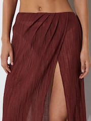 Reiss Rhubarb Red Rosa Cotton-Blend Gauze Wrap Beach Skirt - Image 3 of 7
