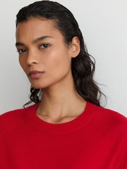 Reiss Red Suzzie Merino Wool Crew-Neck T-Shirt - Image 3 of 6