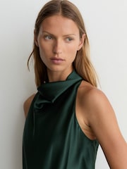 Reiss Teal Green Kory Silk Cowl-Neck Sleeveless Top - Image 1 of 7